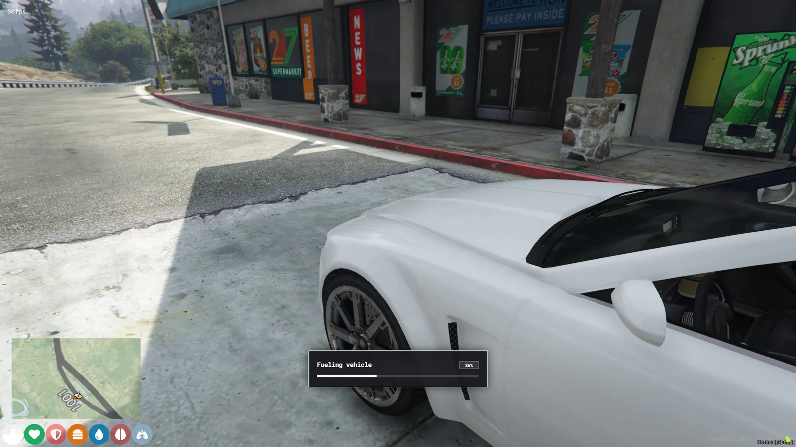 Classic ox_lib fueling progress panel displayed in game.