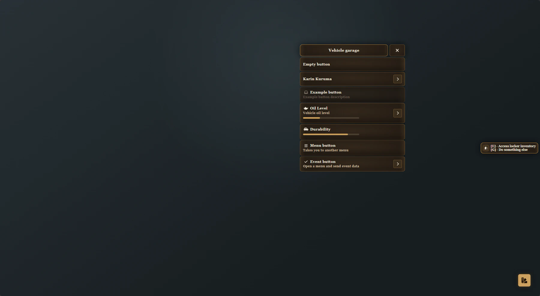 Heritage OX interface preview showing the themed context-menu treatment.