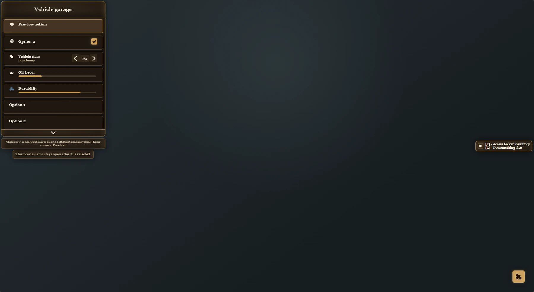 Heritage OX interface preview showing the themed list-menu treatment.