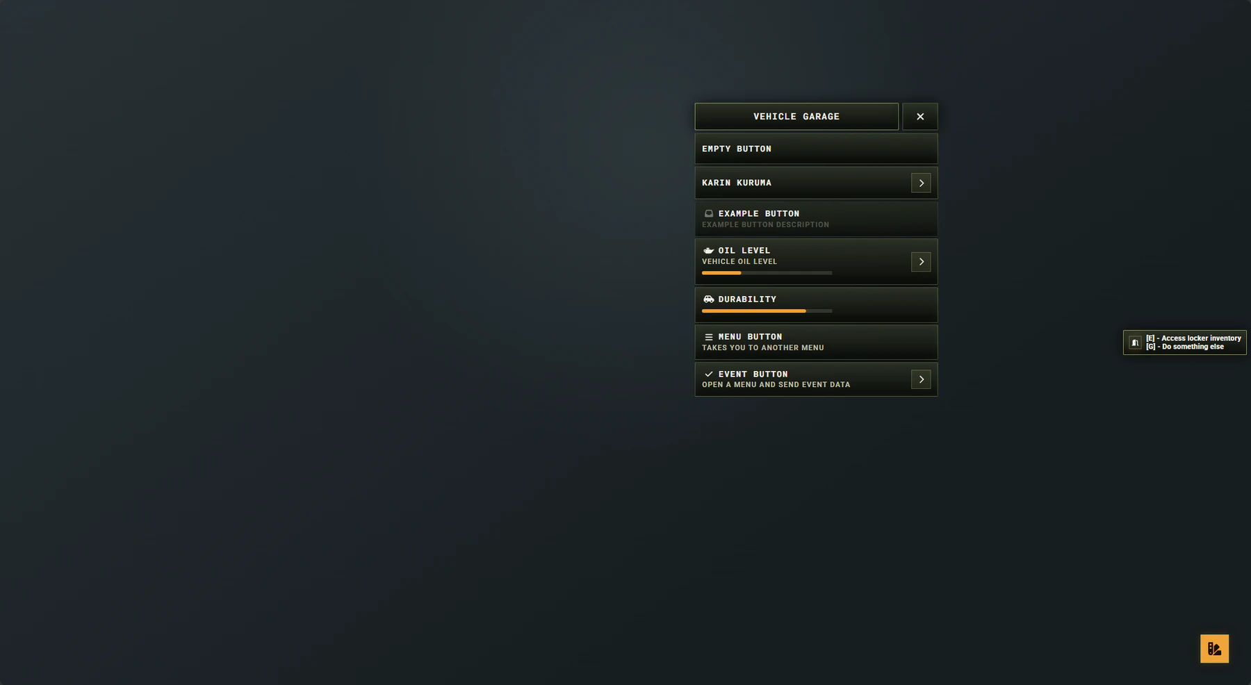 Ironclad OX interface preview showing the themed context-menu treatment.