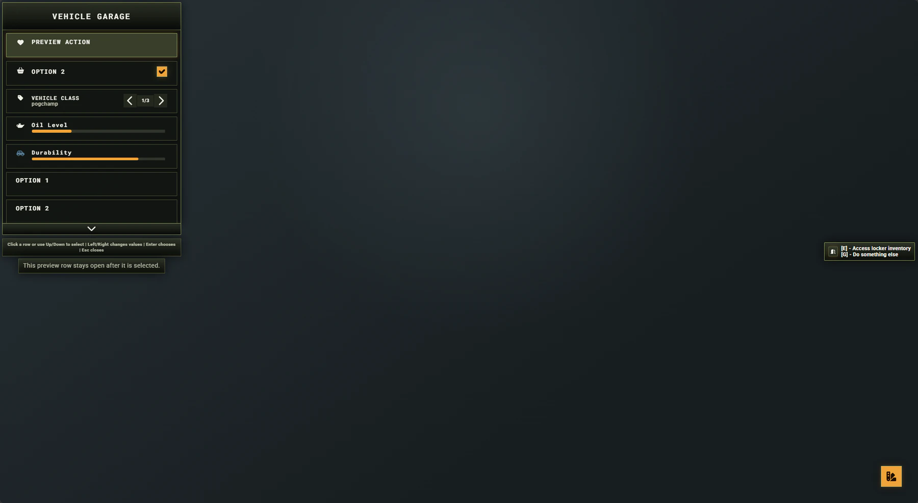 Ironclad OX interface preview showing the themed list-menu treatment.