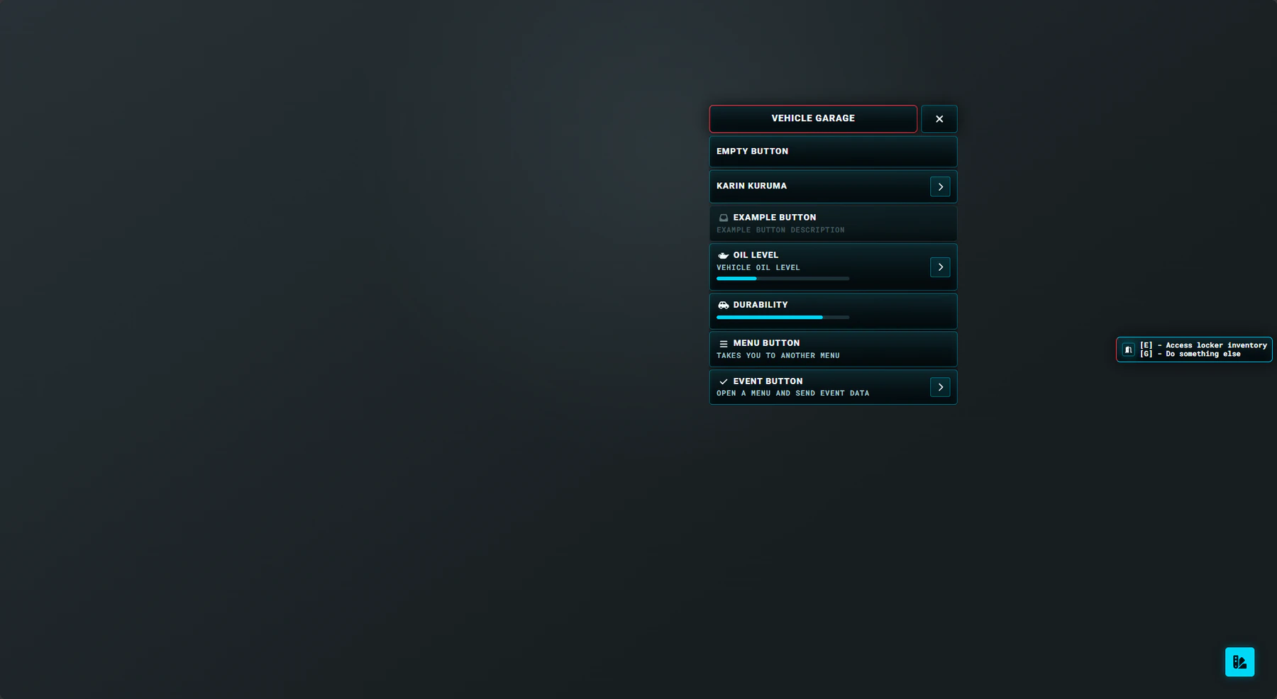 Redline OX interface preview showing the themed context-menu treatment.