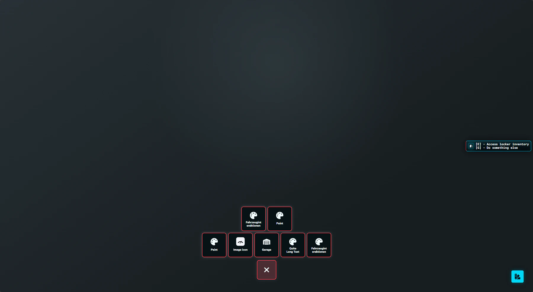 Redline OX interface preview showing the themed radial-menu treatment.